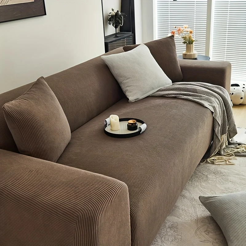 

1pc Elastic Fitted Sofa Slipcover Jacquard Stripe Fabric Sofa Couch Cover Protector Washable Sofa Cover for 1/2/3/4Seater Sofa