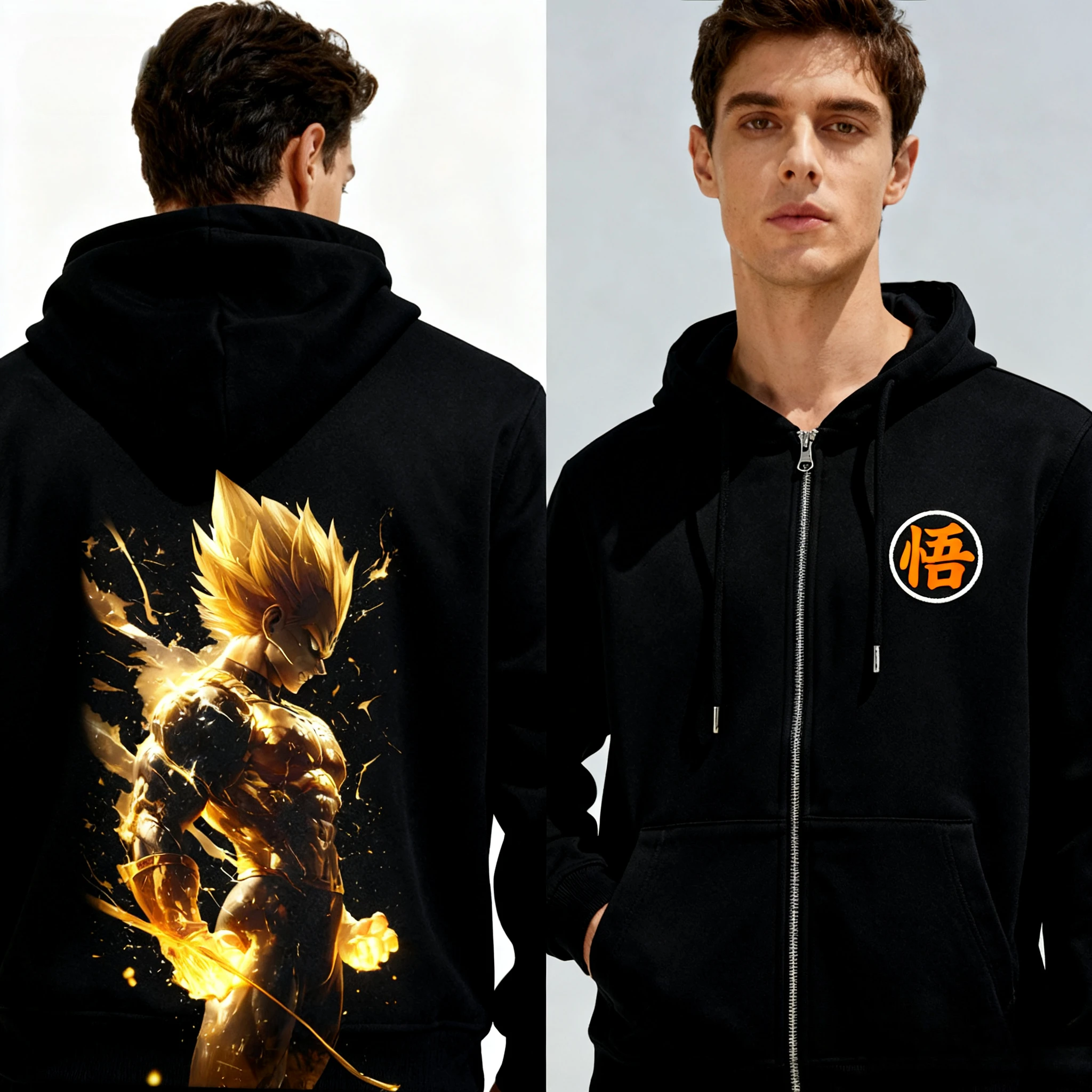 

Bandai Cotton Anime Jacket Mens Zip Up Hoodie Dragon Ball Graphic Sweatshirt Loose Fit For Shopping Travel