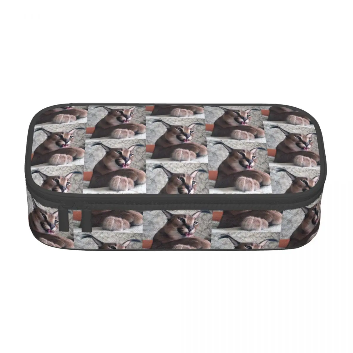 Custom Kawaii Cute Caracal Cat Pencil Cases for Boy Girl Big Capacity Big Floppa Meme Pencil Pouch School Accessories