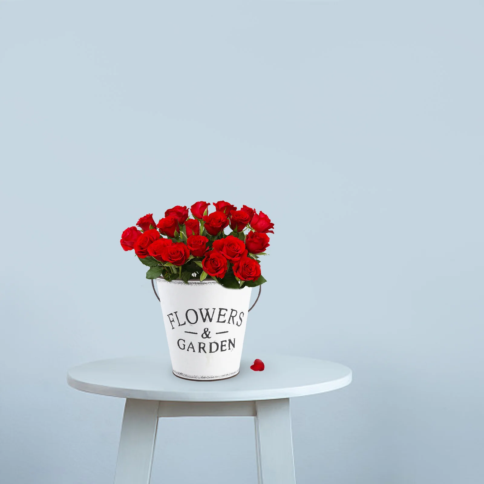 

White Rural Style Decorative Flower Pot For Home Arrangement Multi-Functional Storage Bucket Simple Design Tabletop Decoration