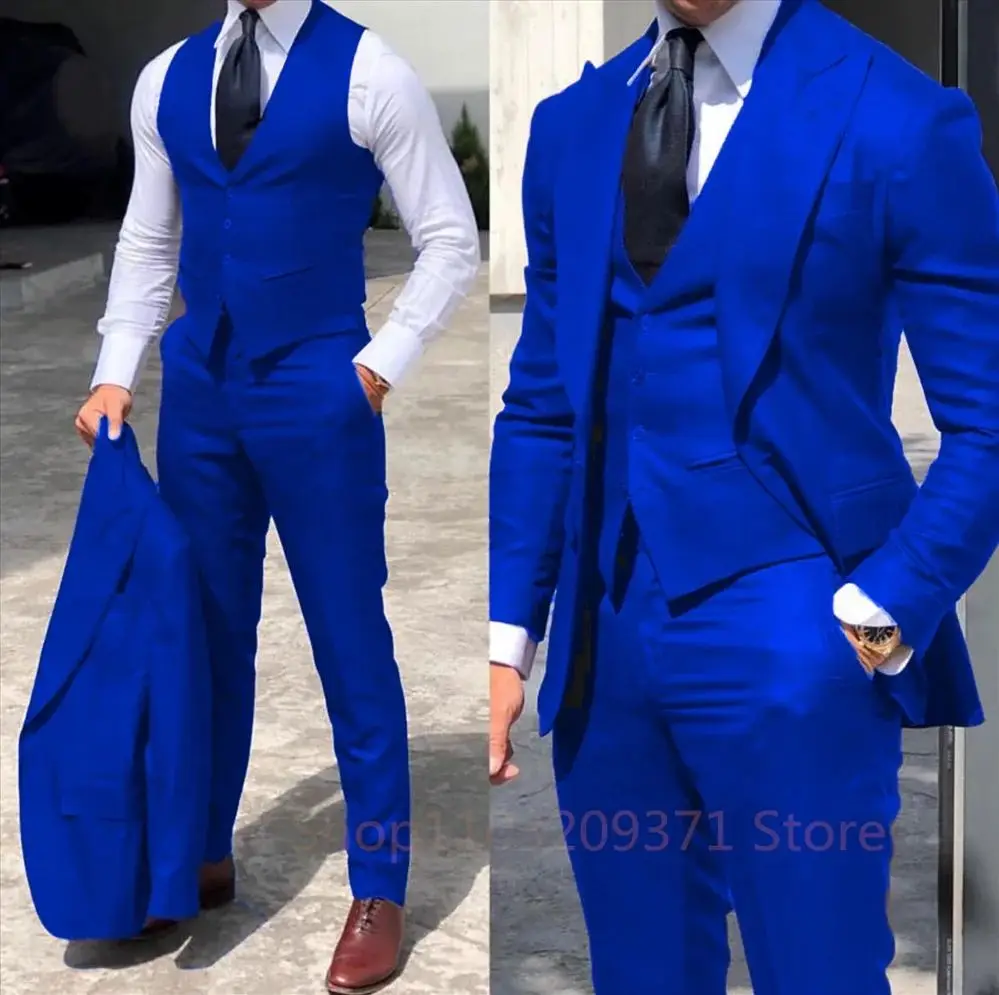 Purple 3 Piece Set 2024 Men Business Suits Groom Groomsman 3 Pieces Wedding Party Formal Occasions Tuxedo Jacket Vest Pants