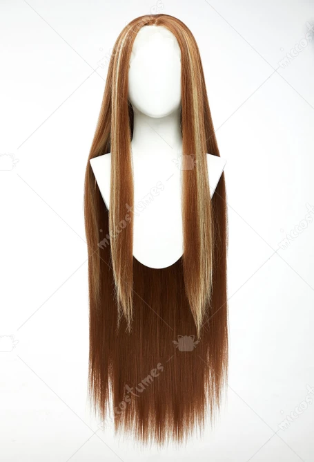 

Miccostumes Women's Princess Cosplay Wig Front Lace Hand Tied Long Straight Brown Wig