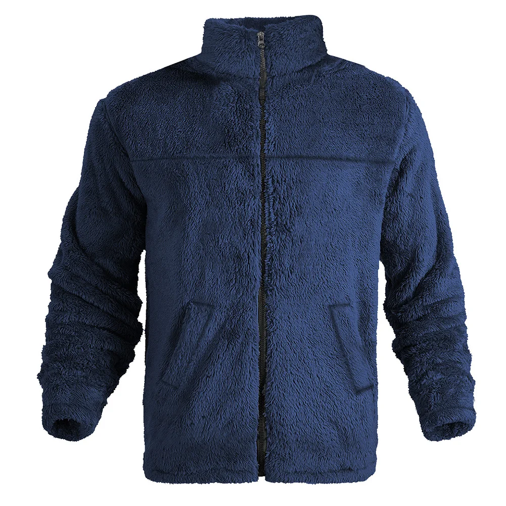 

Plus Size Men\\'s Casual For Polar Fleece Cardigan Jacket Long Sleeve Outerwear with Stand Collar for Comfortable Seasonal Use