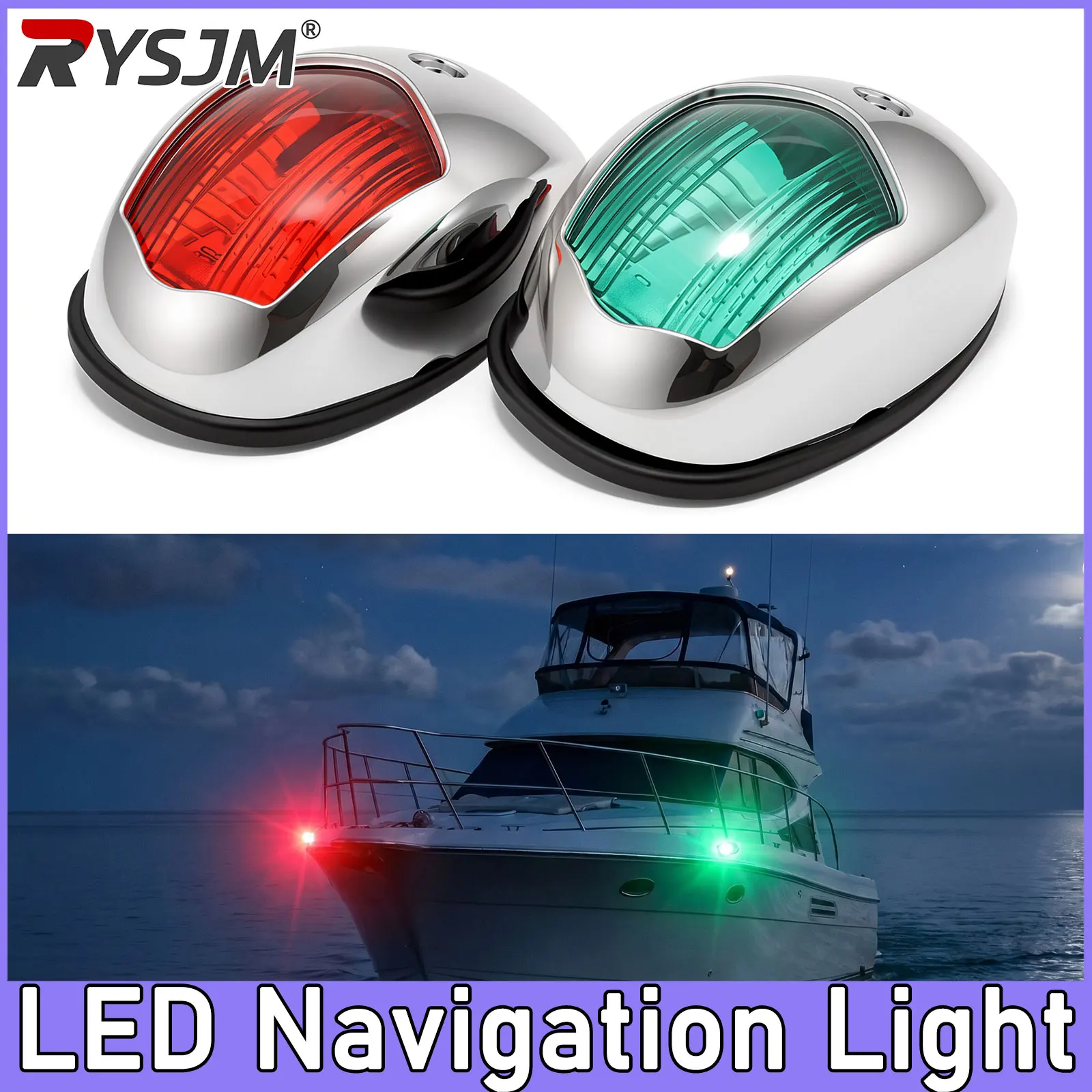 2Pcs LED Navigation Lights For Boats 12V 24V Boat Position Lights Marine Lights Waterproof Boat Lamp Red Green