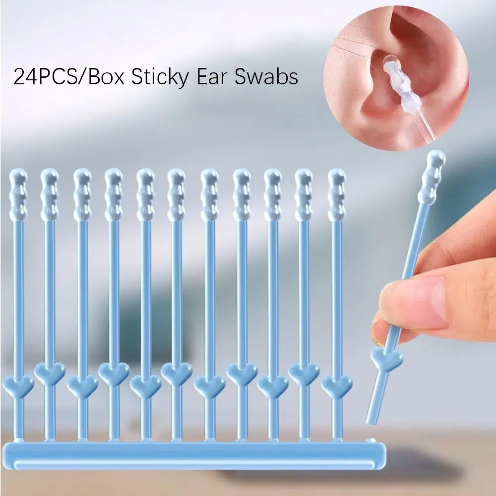 24pcs/box Disposable Sticky Ear Sticky Swab Pick Ear Cleaner Soft Ear Wax Removal Tool Earwax Remover For Olders Adult