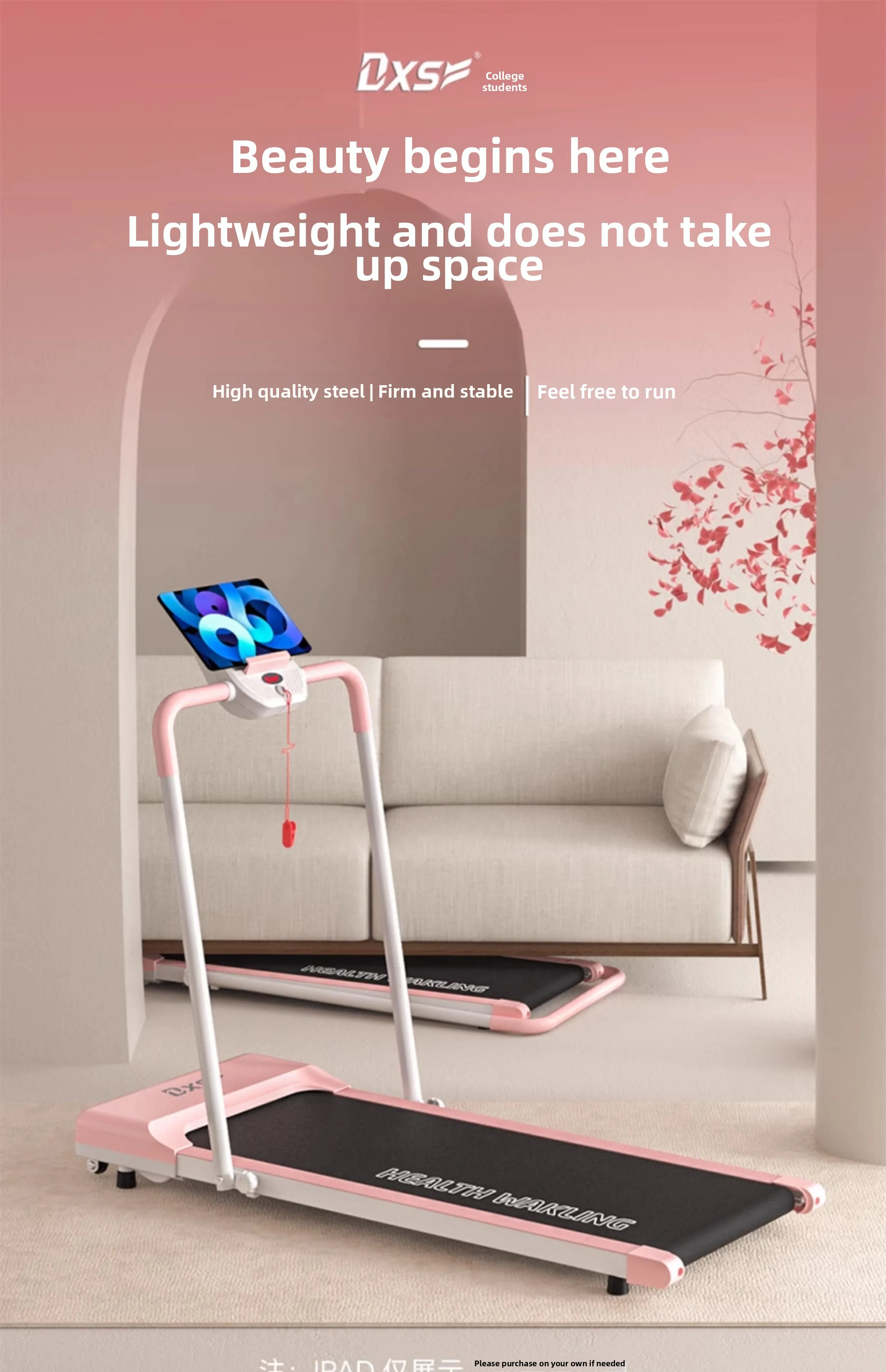 HTT folding treadmill small electric smart home small mini flat treadmill