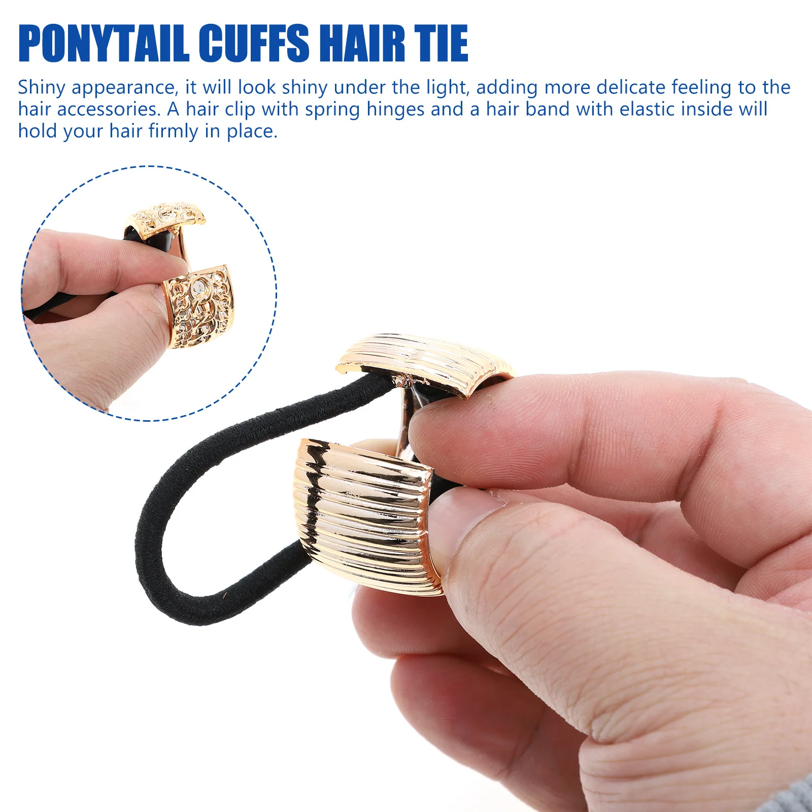 

6pcs Electroplated Ponytail Holder Hair Band Cuff For Daily Wear Stylish Elegant Accessory Durable Curly Straight Thin Hair Use