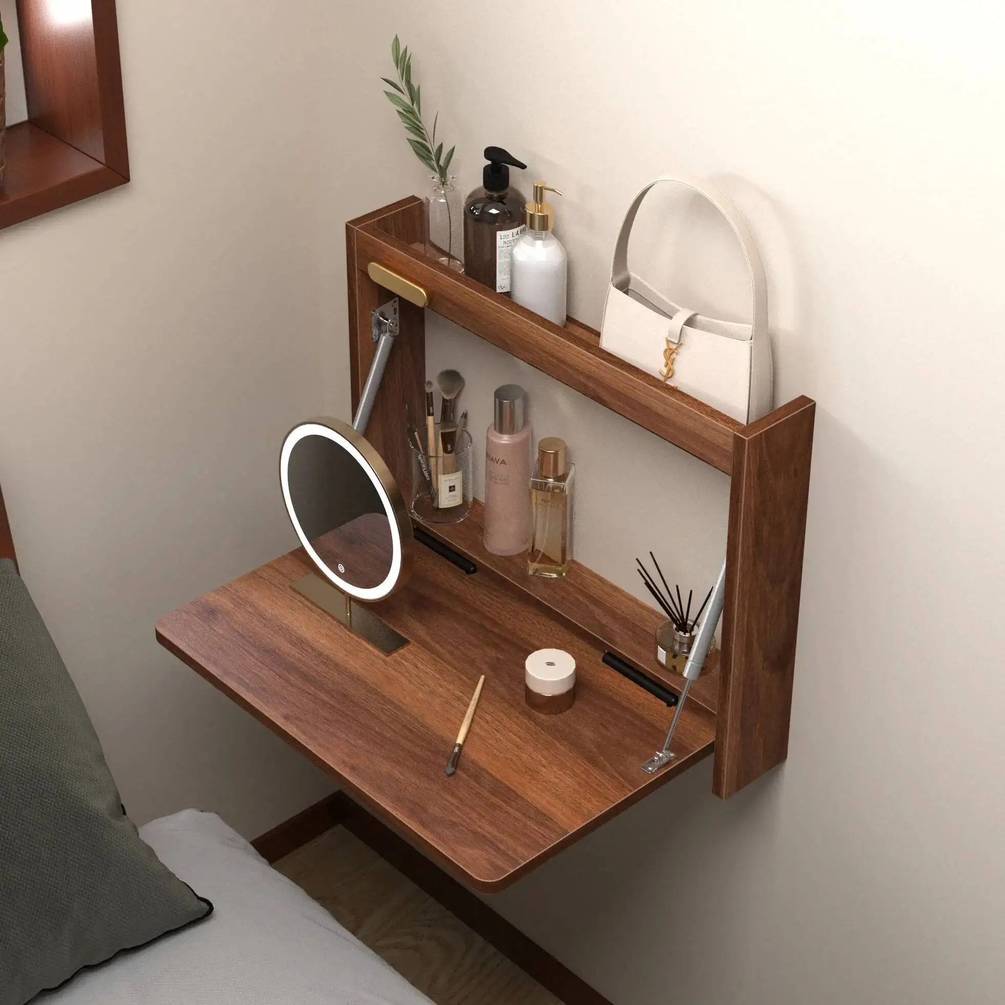 Dressing Invisible Table Small-sized Wall Mounted Folding Table Desk Storage Multifunctional Small-sized Office Desk Makeup