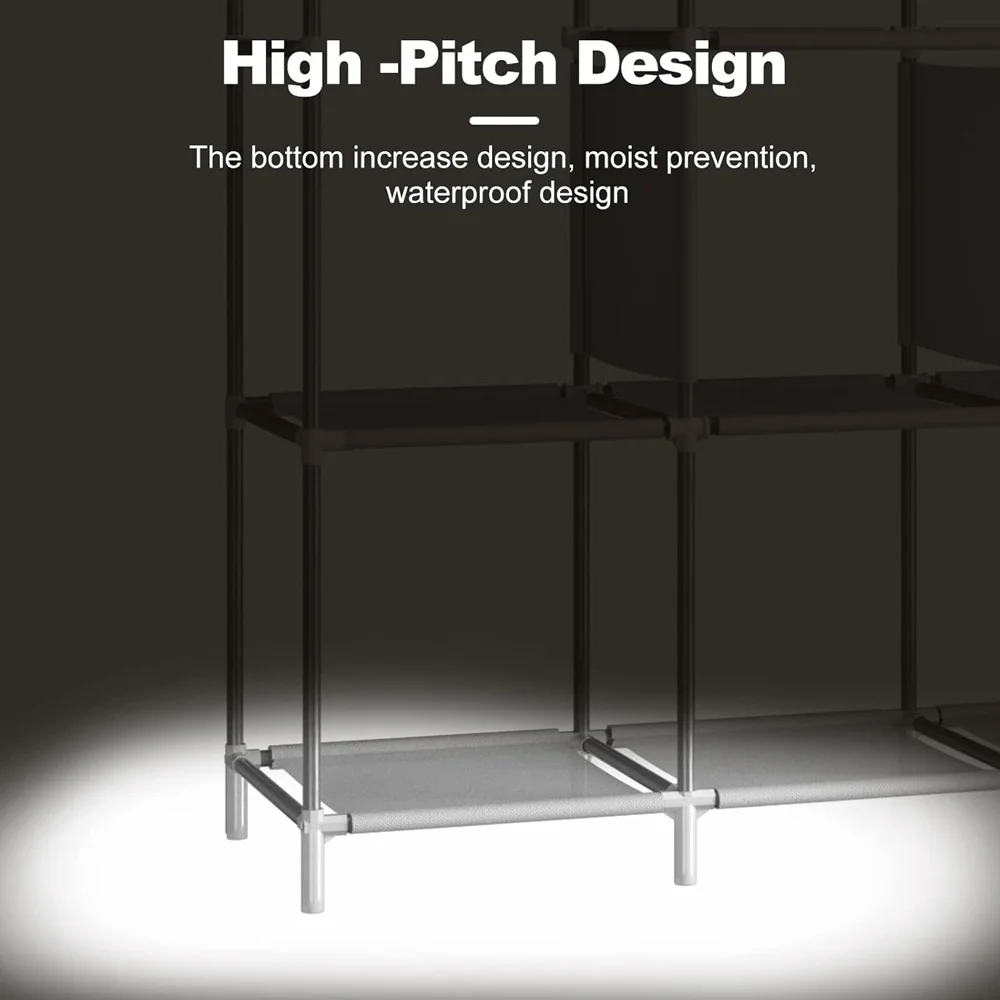 Canvas Wardrobe Clothes Closet Organizer Portable Storage Cupboard for Bedroom 128*45*170cm Fabric Closet