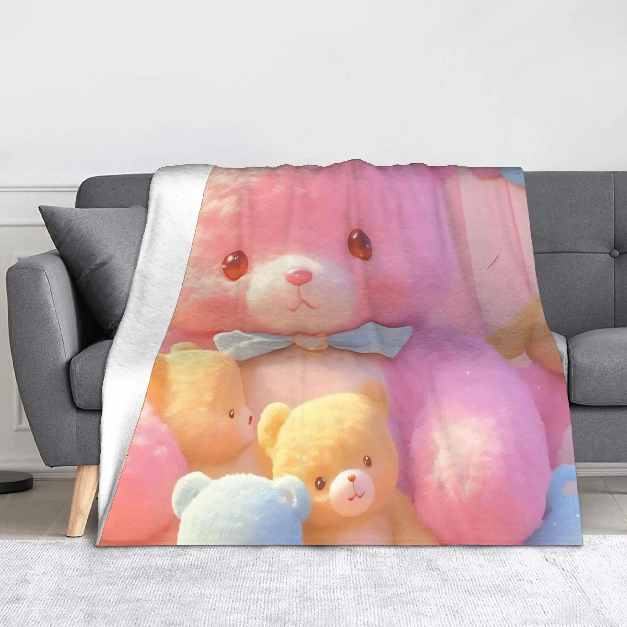 3D Teddys Bear Sweet Cartoon Lovely Flannel Blankets  Fashion Throw Blankets for  Sofa Bedding Lounge 200x150cm Bedspread