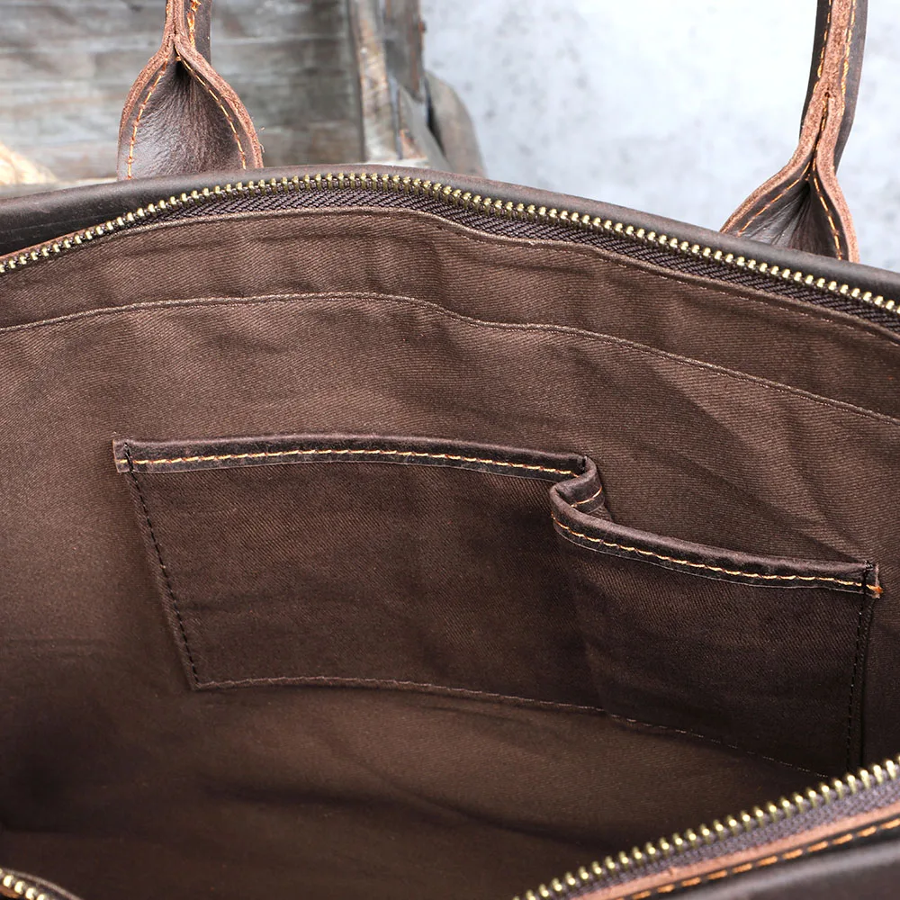 S.WORKER Handgefertigte Vintage-Leder-Aktentasche | Einfache Herren-Business-Handtasche 14" Laptop-Tasche – Detail 26