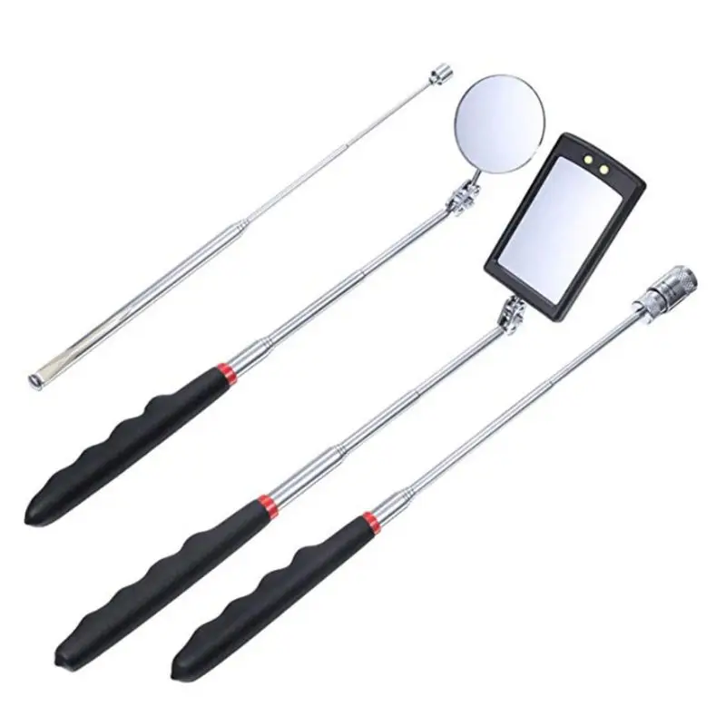 

4Pcs Auto Repair Detector Mirror Four-piece Set Of Multi-directional Folding Telescopic LED Light Reflector AOS