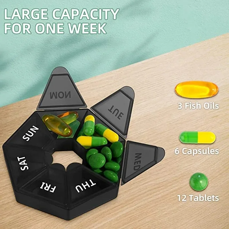 1/2/3pcs Storage Vitamin Box Sort Tablet 7 Days Medicine Pill Box Mini Round Portable Travel Holder Organizer Container Cases