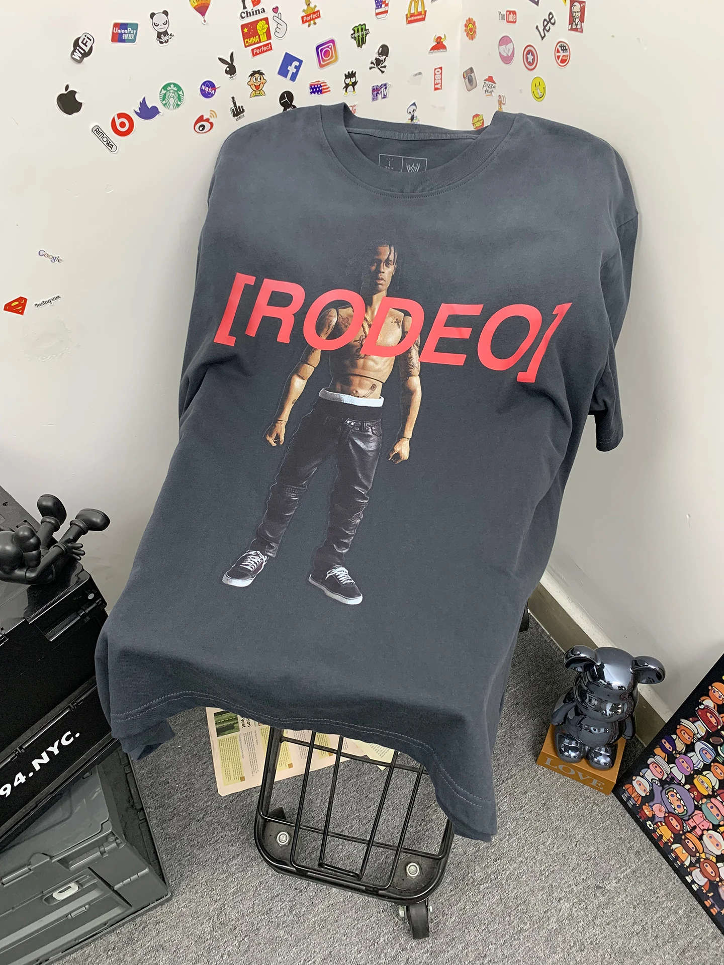 

Washed Vintage American Trend Character Pattern Print Loose Short Sleeve T-Shirt for Men Breathable Casual Style round Neck
