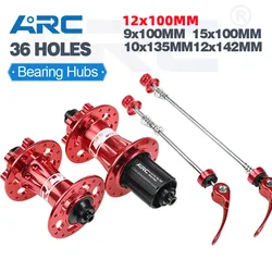 ARC-Mountain Bike Sealed Bearing Hub, MT007, 36 Hole, Front 9x100, 15x100, 12x100, Rear 10x135, 12x142, HG 8, 9, 10, 11, 12V
