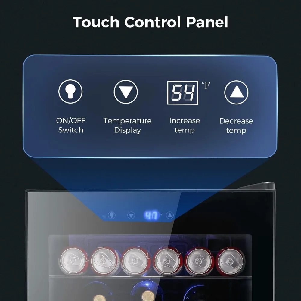 Refrigerador de geladeira de bebidas de 4,5 pés cúbicos, porta de vidro de mini geladeira de 145 latas, display digital de temperatura para refrigerante, cerveja ou vinho