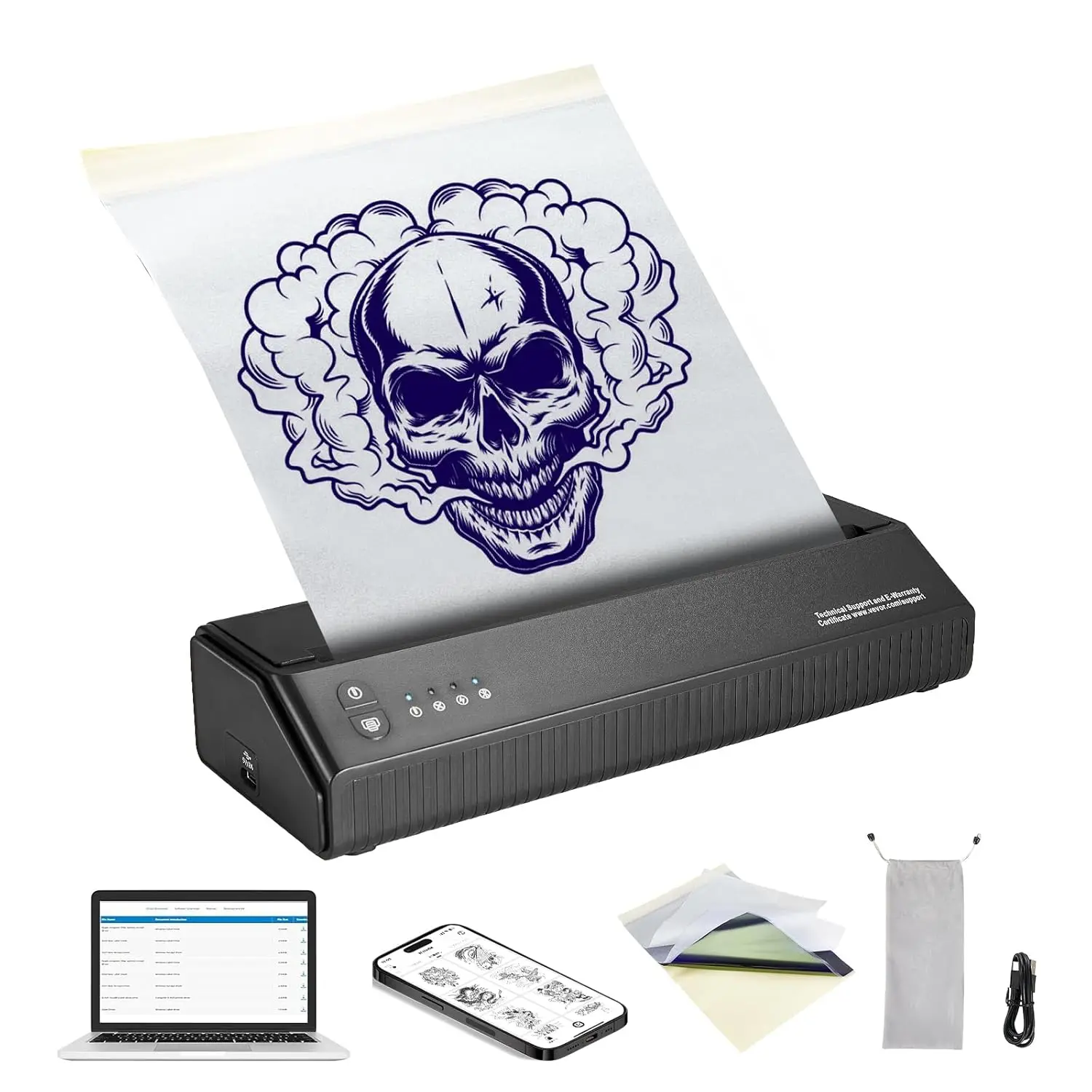 

Tattoo Stencil Printer, Wireless Bluetooth Tattoo Printer Transfer Stencil Machine with 10Pcs Transfer Paper, Compatible