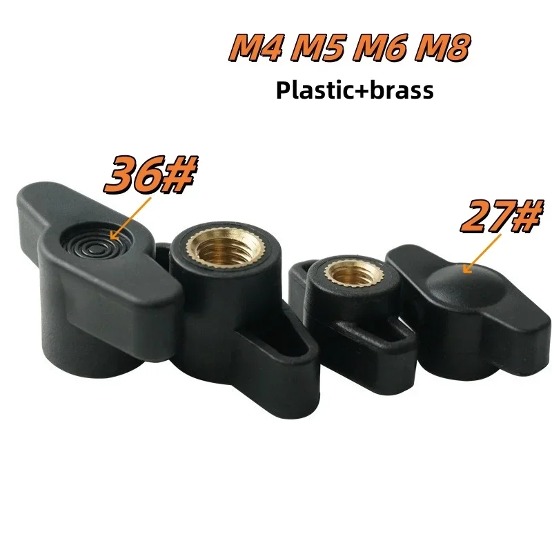 27#  36#  Tighten Nuts M4 M5 M6 M8 T Hand Adjusting Nut Through/Blind Hole Knob Thumb Nut Bakelite Wing Hand Tighten Nuts