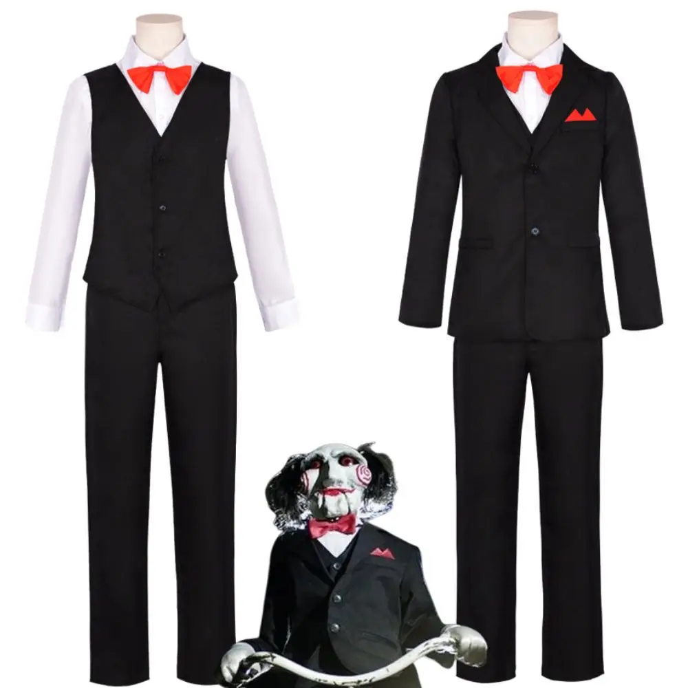 Disfraz de Asesino de Jigsaw, Disfraz de Saw, Uniforme de Disfraz para Hombres Adultos, Ropa de Fantasía para Juegos de Rol, Disfraces de Halloween y Carnaval
