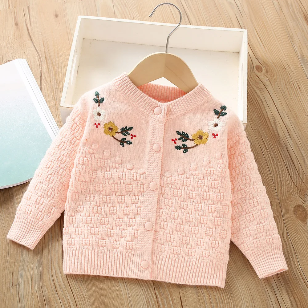 Girls Sweaters Autumn Winter Children Knitted Coats For Baby 1 3 4 5 6 Years Kids Woolen Jackets Clothes Toddler Outerwear Tops