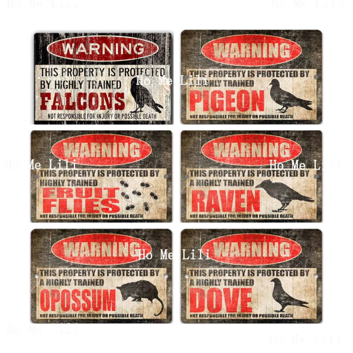 Interesting Falcon Fruit Fly Pigeon Possum Warning Metal Sign Plaque