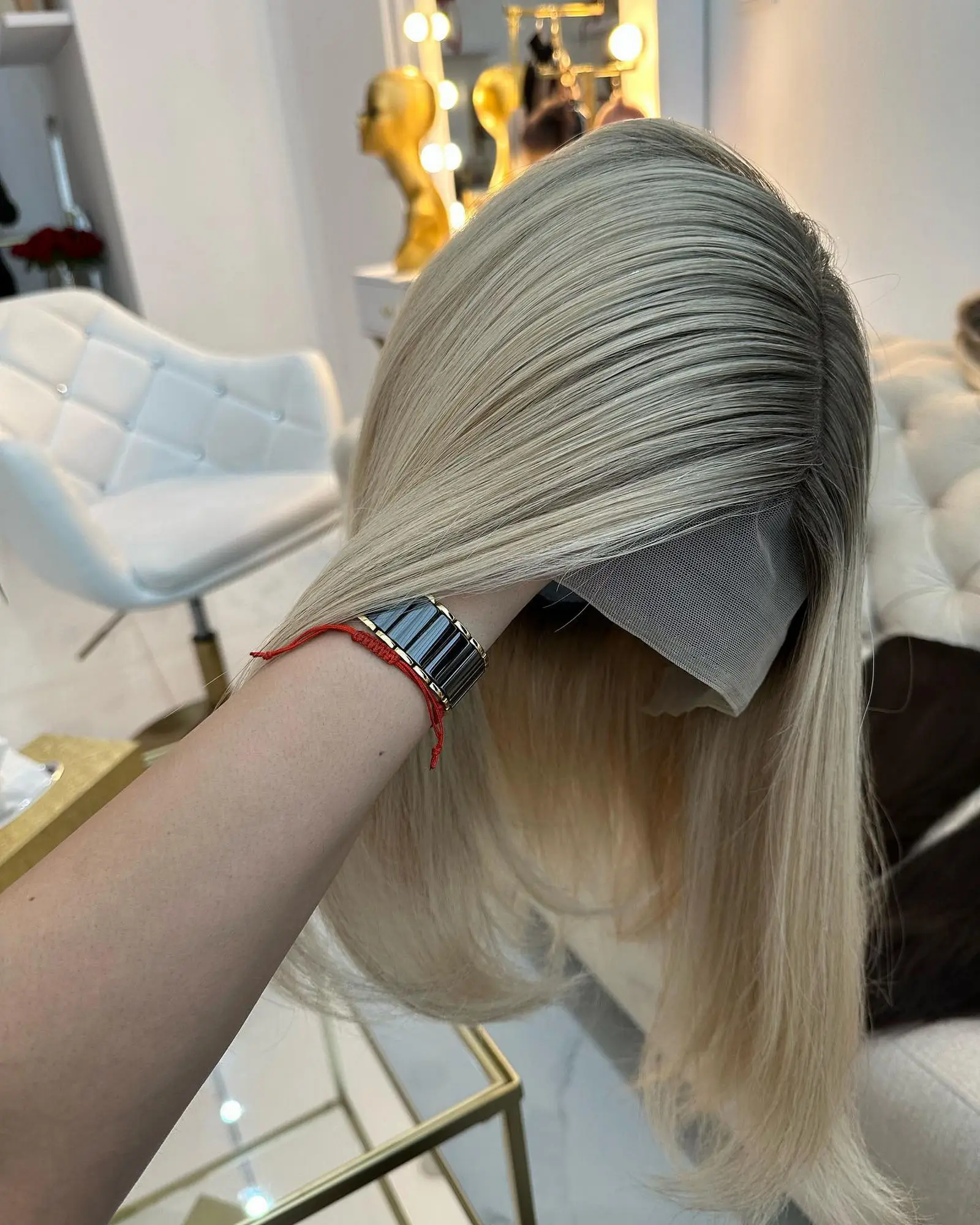 بوب أومبير أشقر فاتح الاصطناعية الدانتيل أعلى الباروكات المصنع الأصلي الباروكات رخيصة على التخليص بيع الطبيعية مستقيم لينة قسط الألياف #4