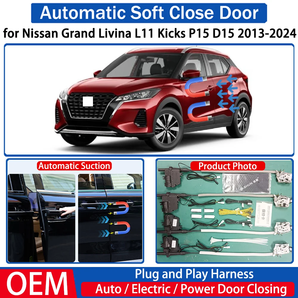 

for Nissan Grand Livina L11 Kicks P15 D15 2013-2024 Car Automatic Soft Close Door Electric Suction Kit Auto Power Closing System