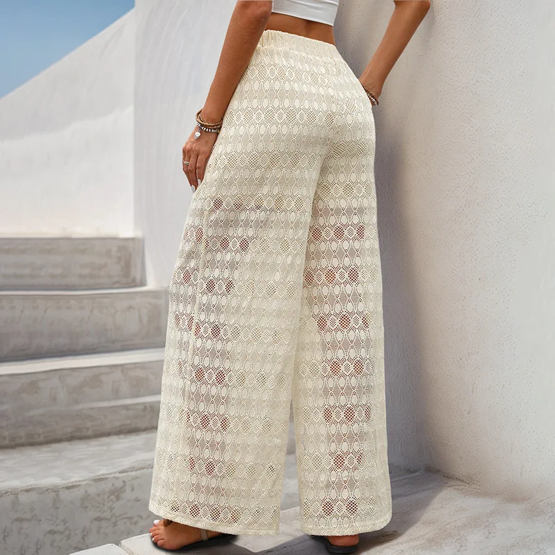 Lace Pants 2025 Summer Casual High Waisted Wide Leg Pants for Women Streetwear Trousers Harajuku