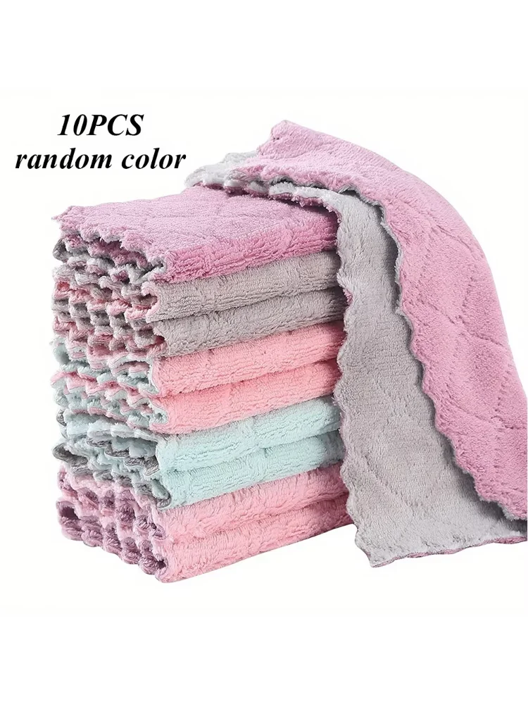 10pcs Kitchen Towels And Dishcloths Rag, 9.4in*5.5in Small Dish Washing Towels, Color Assorted Varieties