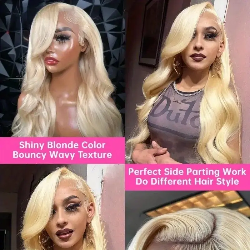 13X6 HD Lace Frontal Wig 150 Density 613 Blonde 40 Inches Body Wavy Colored Glueless Water Wave Human Hair Wigs