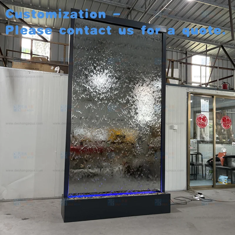 

custom.Rectangle Shaped Contemporary Indoor Waterfall Fountain Mirror Glass Waterproof Customizable Size Hotel Restaurant Garden