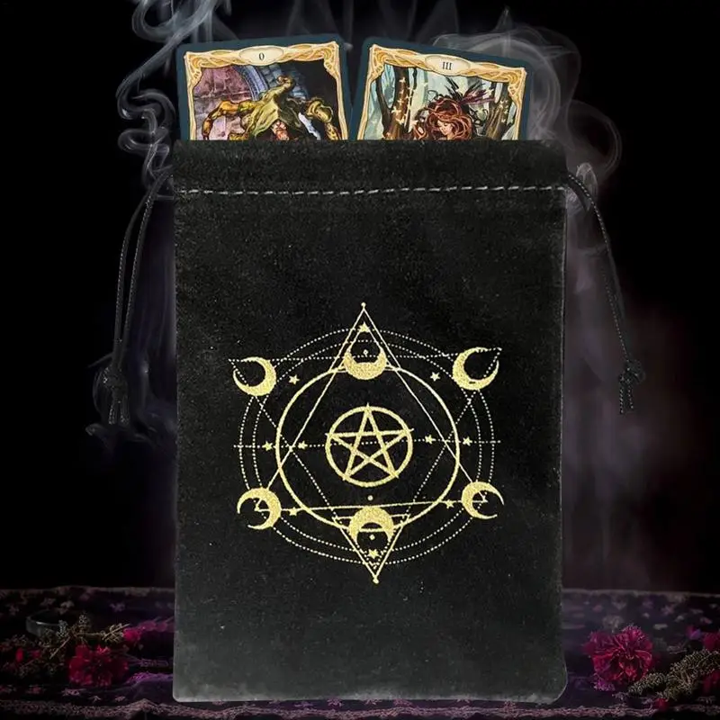 Black Tarot Card Bag Drawstring Velvet Storage Case Multifunctional Cards Holder Divination Crystal Jewelry Bags Tarot Dice Bags