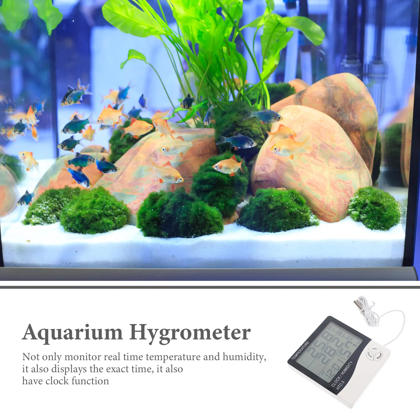 

Digital Hygrometer Thermometer for Fish Tank Aquarium Double Temperature Display Large LCD Screen Home Office Bedroom Greenhouse