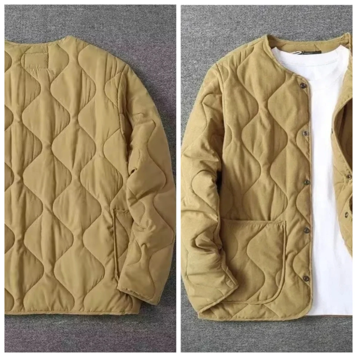 Men's Retro Autumn and Winter Versatile New Jacket Without Collar, Thick Men's Top, Loose Casual Cotton Jacket, Warm Men's Jacke
