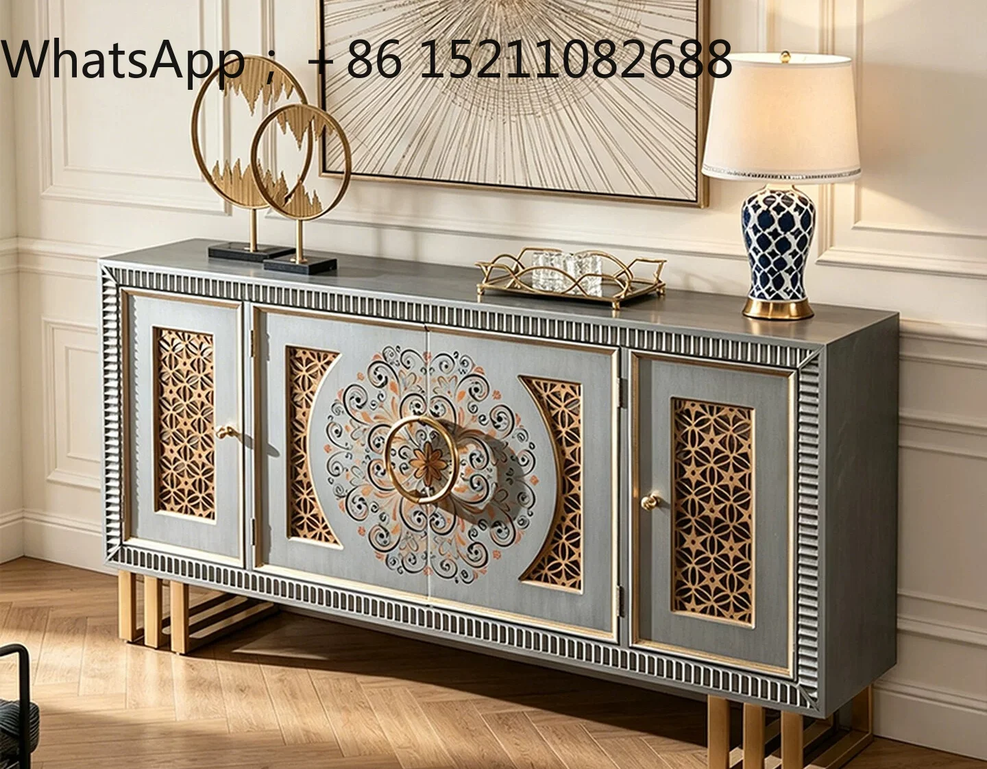 SCY retro entrance cabinet entrance foyer light luxury decoration storage side cabinet corridor shoe cabinet