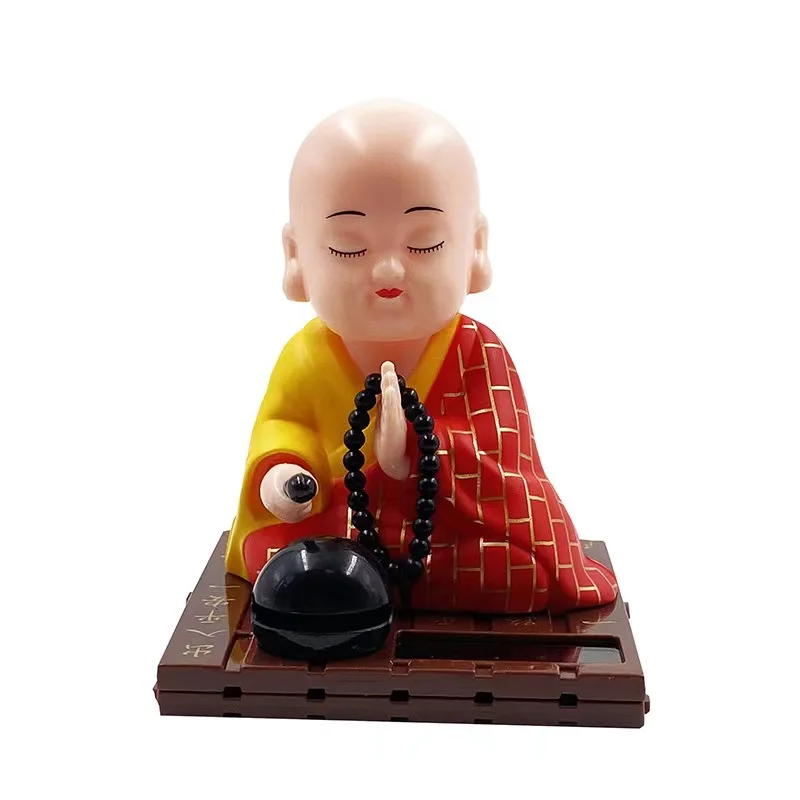 Car Dash Board Decoration, Solar Powered Bobble Shaking Head, Monk Doll Toy, Buddhist Figurines