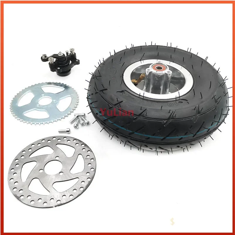 

10x350-4 Tube Tyre with 4 Inch Hub Rim Brake Disc Sprocket Brake Pump 10x3.50-4 Tires Wheels Fits ATV Quad Go Kart 47cc 49cc