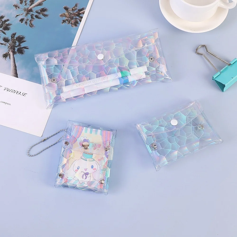 トラベルウォレット プラスチックコイン財布 プラスチック収納袋 ポータブルPVCレーザーウォレット バッグオーガナイザー用 日常使用 旅行用