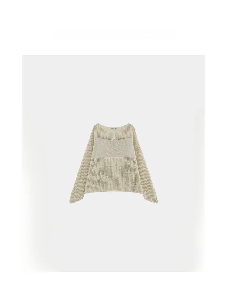 

Cloud Silk Ultrafine Linen Blend Hollow out Slimming Top And Strap Two Piece Set High End Fashion Ladies Knitted Wear