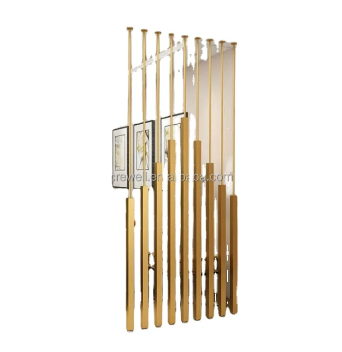 Luxury Gold Metal Pillar Room Divider Multi-Functional Shiny Modern Interior Decorative Partition for Living Room