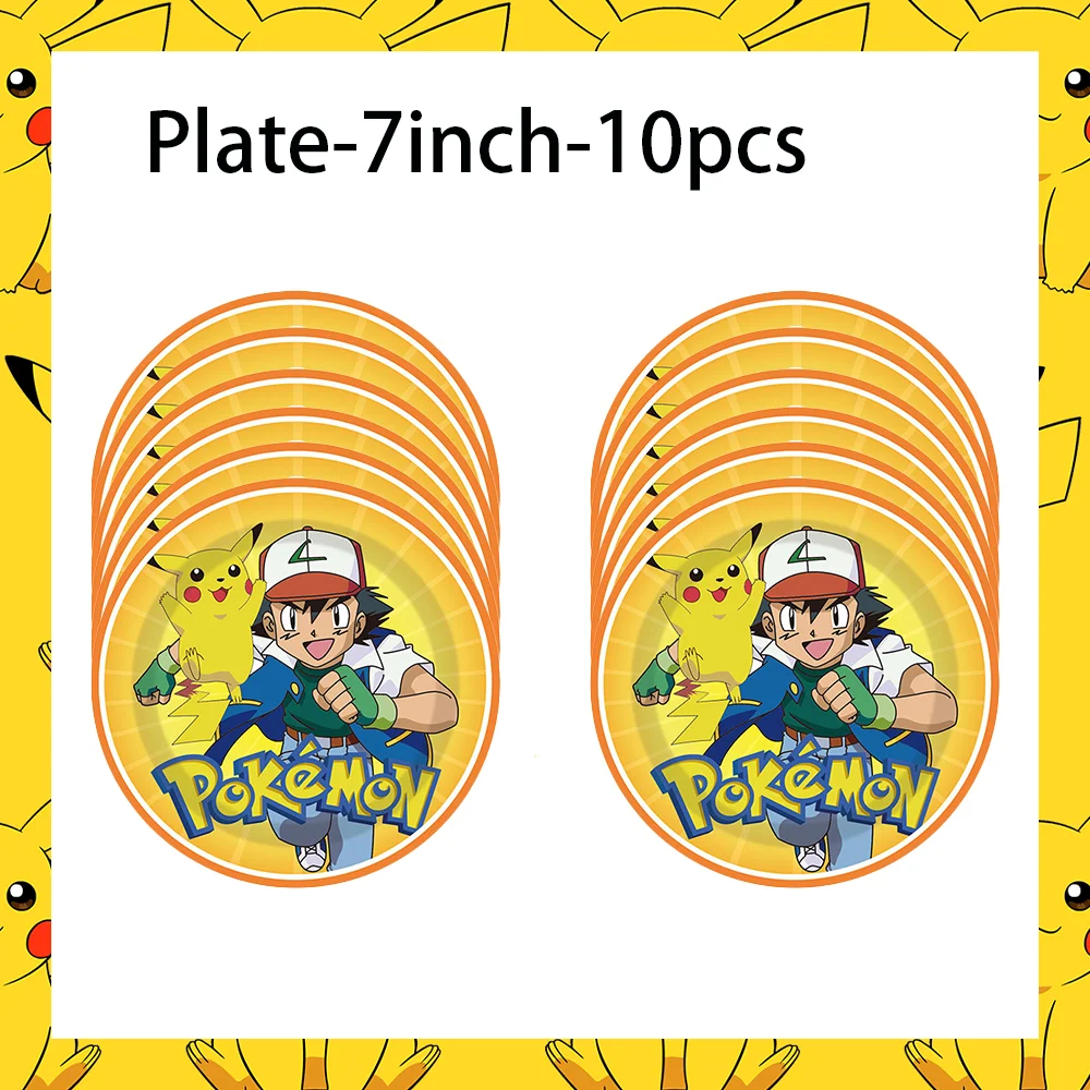 Pokemon Birthday Party Decor Poké Ball Disposable Tableware Pikachu Plate Napkins Backdrop For Kids Supplies Baby Shower Balloon