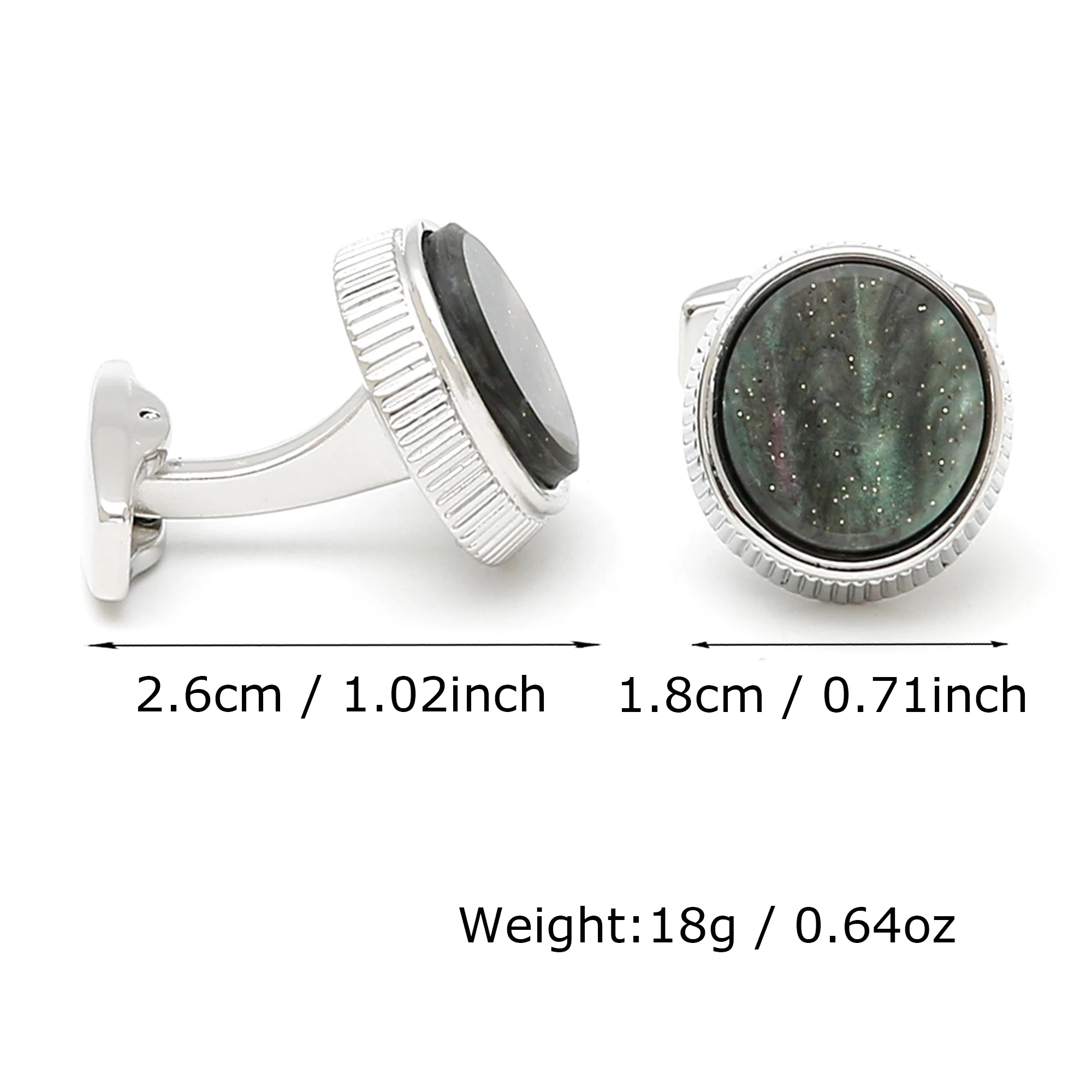 TOMYE Cufflinks for Men, Cute Green Crystal Round Silver Plated Dress Shirt Cuff Links, Jewelry Gift for Dad Husband Groom