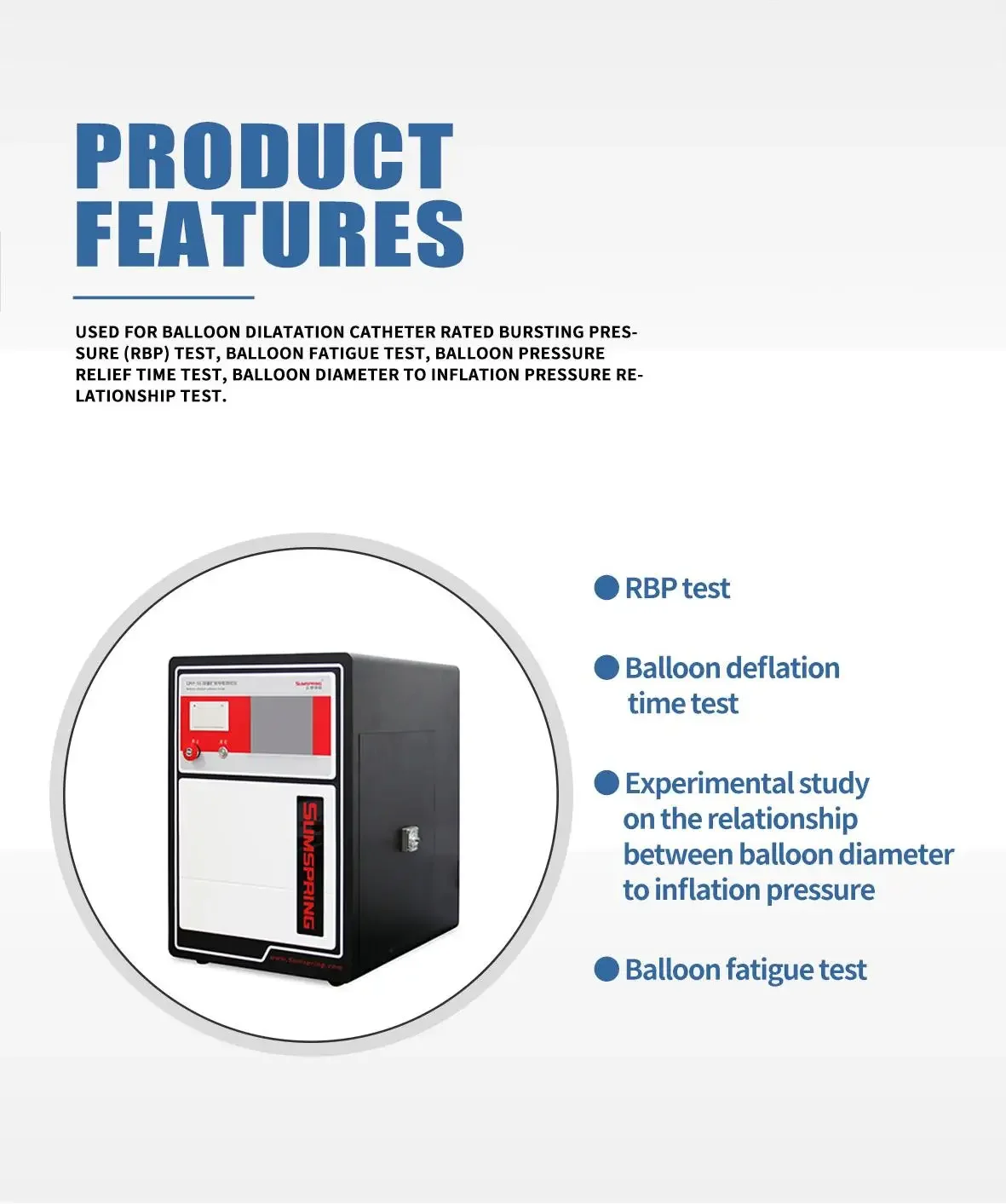 Balloon dilating catheter performance tester