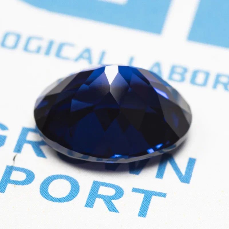 Lab tumbuh safir bentuk Oval Royal Blue VVS1 batu permata untuk jimat Diy membuat perhiasan gelang cincin dapat dipilih sertifikat AGL