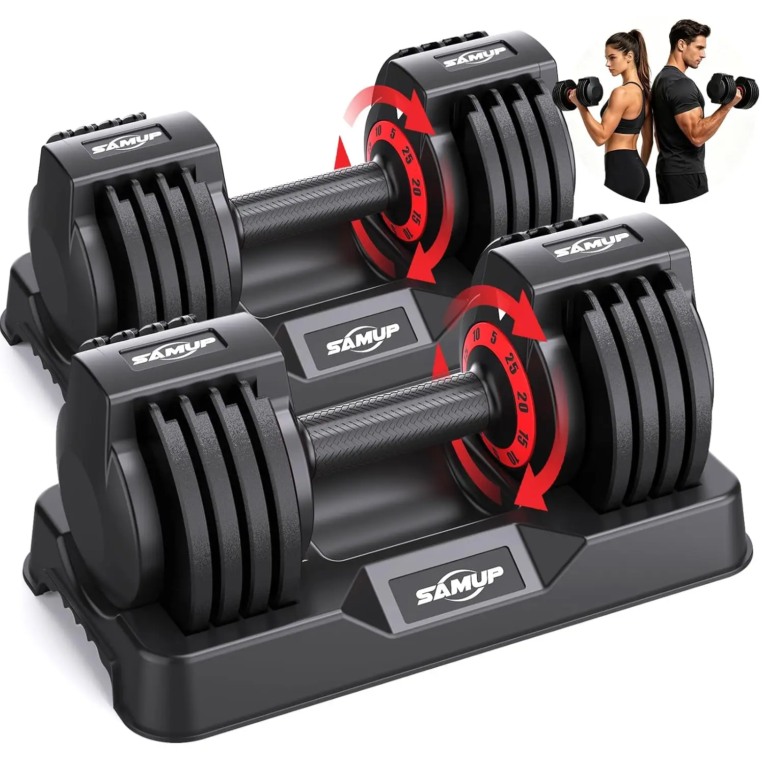 Adjustable Dumbbell 50/100LBS with Box, 25/50lbs Silicone Grip, 5/10-in-1 Quick-Lock Hand Weight For Home Gym, Customized