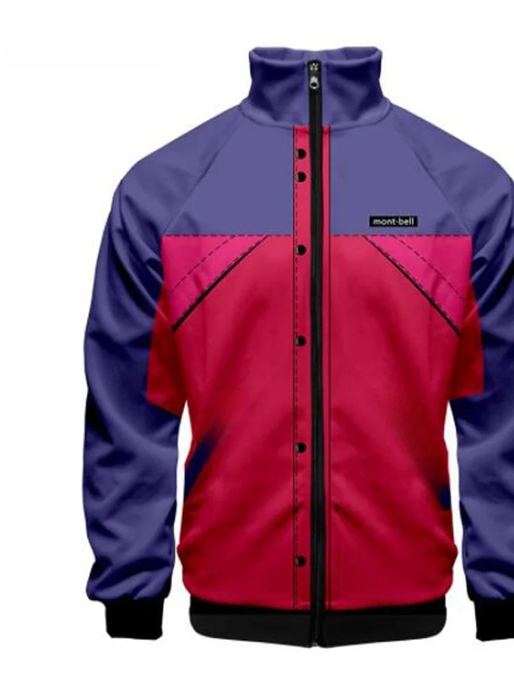 Geometric Pattern Men's Zipper Collar Jacket Color Block Sportswear Versatile Casual Top Polyester Long Sleeve Winter Coat