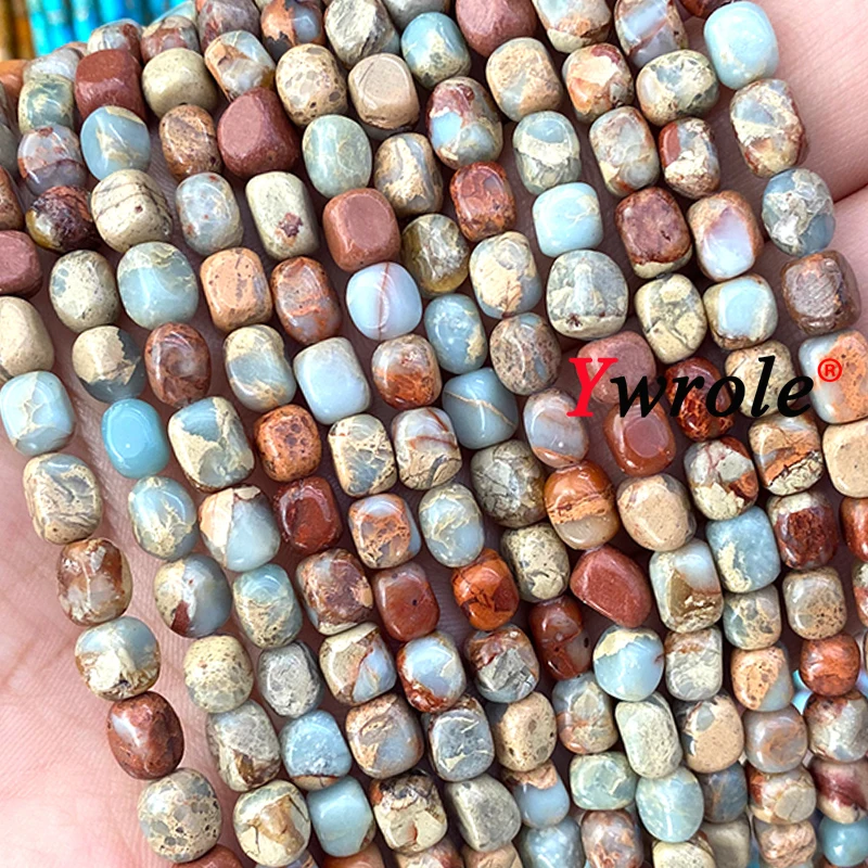 5x7MM Natural Stone Dark Shoushan Sea Sediment Jasper Irregular Square Spacer Beads for Jewelry Making Diy Bracelet Accessories