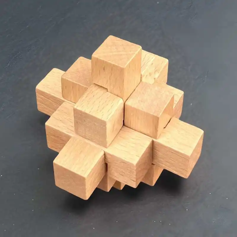 ألغاز دعابة الدماغ بقفل لوبان الخشبي للبالغين والأطفال هدايا تعليمية لإزالة تجميع الألعاب الفكرية تحدي الذكاء #6