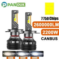 PANDUK H7 H4 Led H11 Lamp 2600000LM 3 Copper Tube Led Light For Car H1 HB3 9005 HB4 9006 K5C K5F 4300K 6000K 12V Headlight Bulb