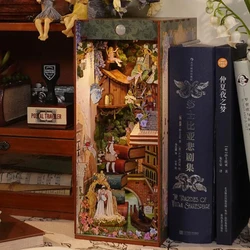 NEW DIY Book Nook Insert Shelf Kits Wooden Miniature Model Kit Shakespeare's Verse Bookend Bookshelf Home Decoration Adult Gifts